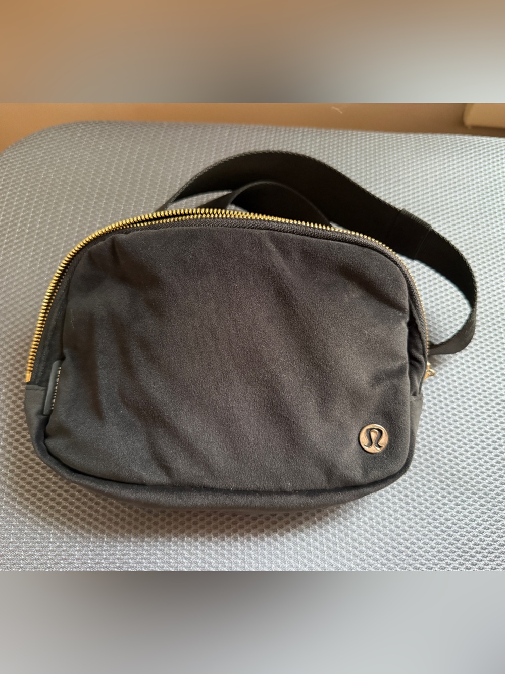 lululemon athletica Black Belt Bag with Gold Hardware